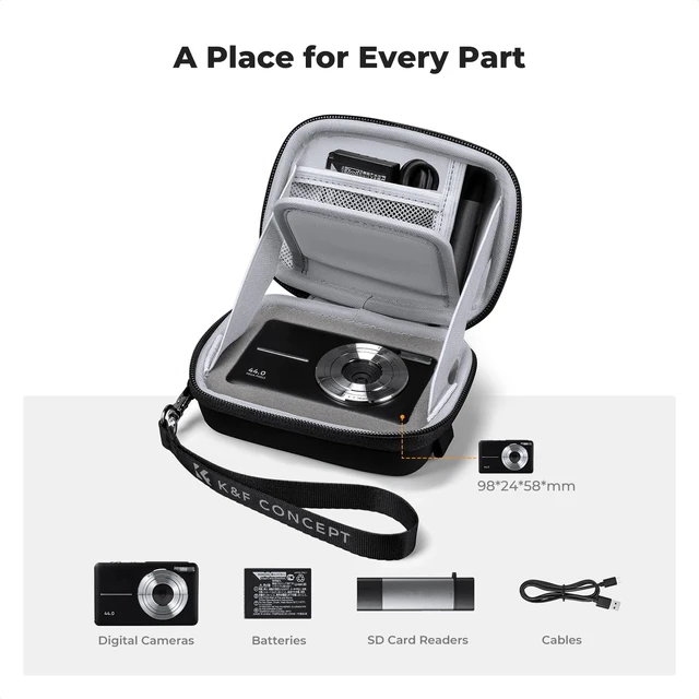 Alt view image 4 of 7 - Digital Camera Case for CAMKORY/for Kodak PIXPRO FZ55/FZ45 | Small Hard Shell Carrying Protective Case, for Canon PowerShot/ Vlogging, Travel and Storage (Case Only), BE01