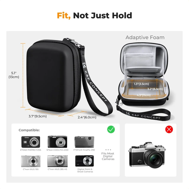 Alt view image 5 of 7 - Digital Camera Case for CAMKORY/for Kodak PIXPRO FZ55/FZ45 | Small Hard Shell Carrying Protective Case, for Canon PowerShot/ Vlogging, Travel and Storage (Case Only), BE01