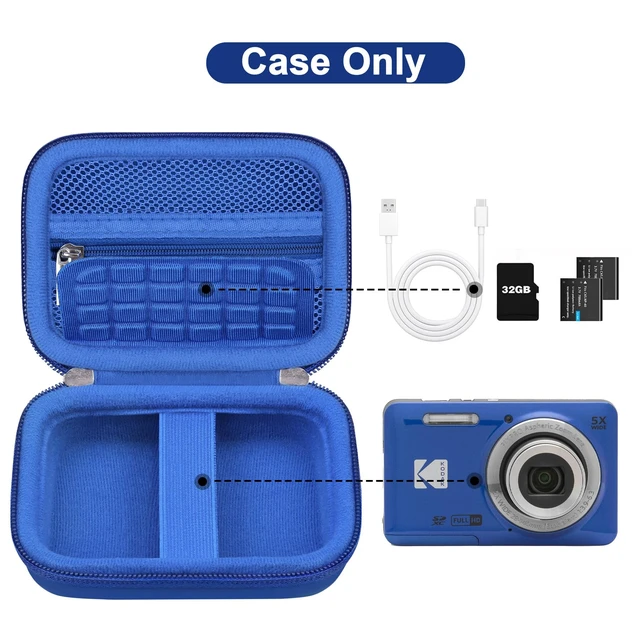 Alt view image 2 of 7 - Camera Case for KODAK PIXPRO FZ55/ FZ45/ FZ53 16MP Digital Camera | For FZ45/ FZ55 Vlogging Camera Bag, Zipper Mesh Pocket fit Cable, SD Card, Blue (Case Only)
