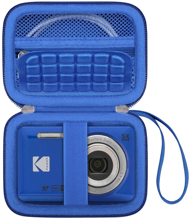 Main image of Camera Case for KODAK PIXPRO FZ55/ FZ45/ FZ53 16MP Digital Camera | For FZ45/ FZ55 Vlogging Camera Bag, Zipper Mesh Pocket fit Cable, SD Card, Blue (Case Only)