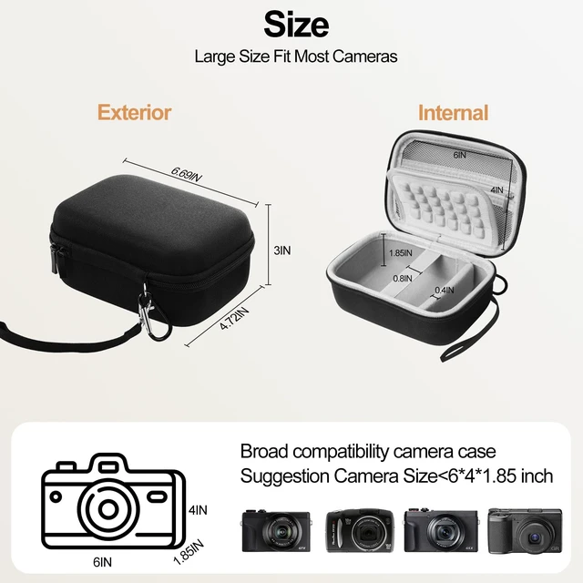 Alt view image 4 of 7 - Digital Camera Case, Small Camera Bag Fit Size<6"x4"x1.85" for Kodak. | Lightweight & Durable Camera Case Fits Canon G7 X Mark III/CAMKORY/VJIANGER/lECRAN Perfect for Travel,Daily Carry (Case Only)