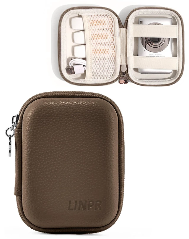 Main image of Digital Camera Case for KODAK PIXPRO FZ55/FZ45, Case Only, Brown | Fits CAMKORY DC403 and Canon PowerShot ELPH 360 HS Compact Digital Cameras, Small Hard Shell Camera Pouch with Mesh Pocket