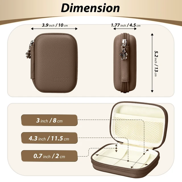 Alt view image 2 of 7 - Digital Camera Case for KODAK PIXPRO FZ55/FZ45, Case Only, Brown | Fits CAMKORY DC403 and Canon PowerShot ELPH 360 HS Compact Digital Cameras, Small Hard Shell Camera Pouch with Mesh Pocket