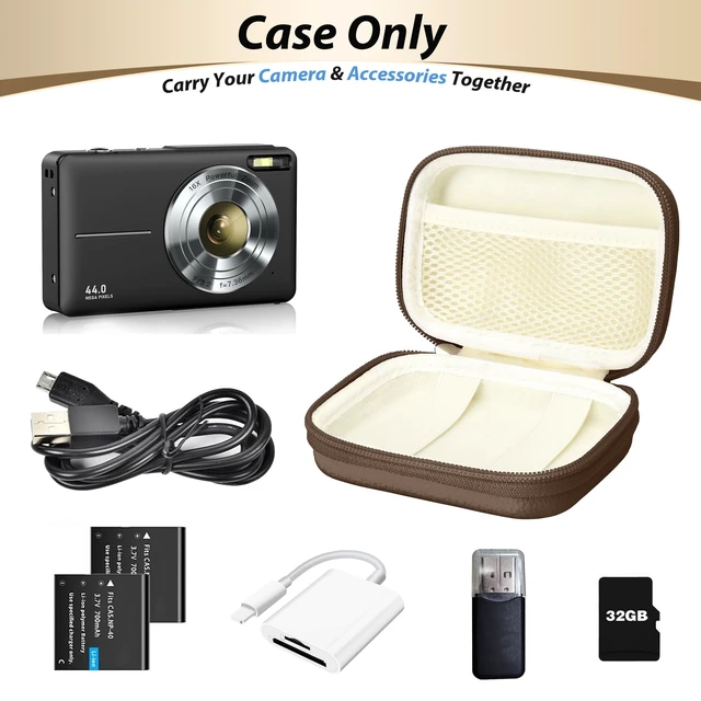 Alt view image 4 of 7 - Digital Camera Case for KODAK PIXPRO FZ55/FZ45, Case Only, Brown | Fits CAMKORY DC403 and Canon PowerShot ELPH 360 HS Compact Digital Cameras, Small Hard Shell Camera Pouch with Mesh Pocket
