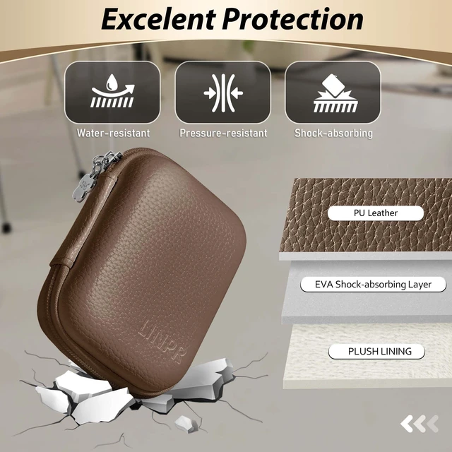 Alt view image 5 of 7 - Digital Camera Case for KODAK PIXPRO FZ55/FZ45, Case Only, Brown | Fits CAMKORY DC403 and Canon PowerShot ELPH 360 HS Compact Digital Cameras, Small Hard Shell Camera Pouch with Mesh Pocket
