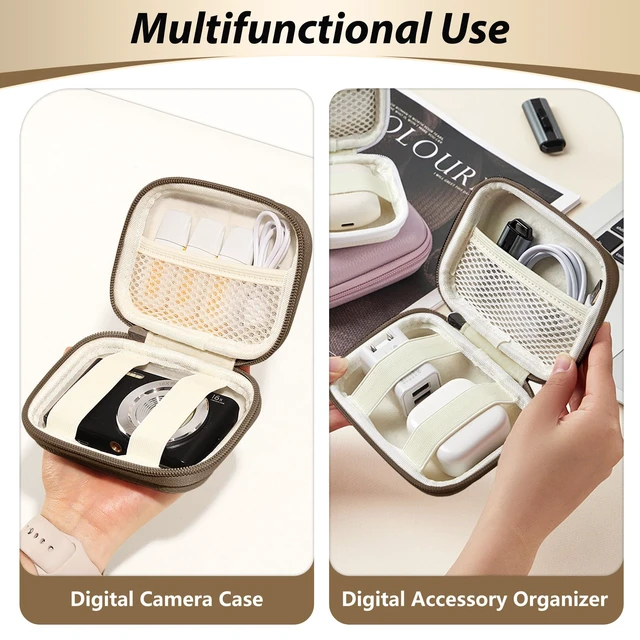 Alt view image 7 of 7 - Digital Camera Case for KODAK PIXPRO FZ55/FZ45, Case Only, Brown | Fits CAMKORY DC403 and Canon PowerShot ELPH 360 HS Compact Digital Cameras, Small Hard Shell Camera Pouch with Mesh Pocket