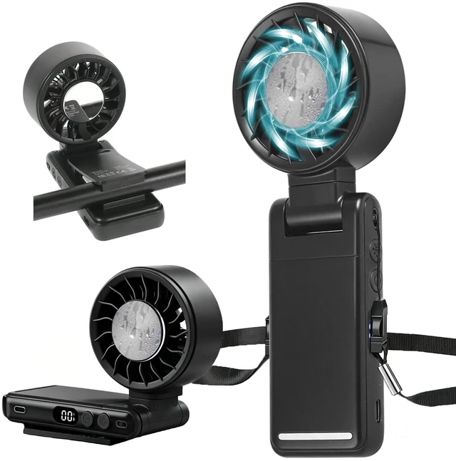 Main image of Portable Handheld Turbo Fan with Ice Cooling, 8m/s High Speed Turbo Fan, 4-in-1 Hand/Neck/Desk/Waist Fan with Clip for Umbrella, Stroller, Office, Beach, Outdoor, Summer/Travel Essentials