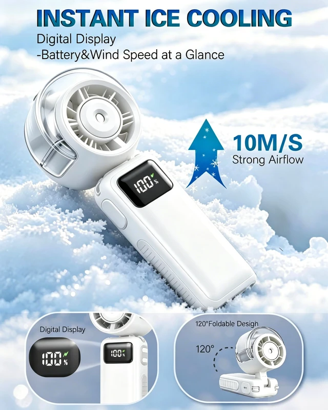 Alt view image 2 of 7 - Portable Handheld Turbo Mist Cooling Fan-Mini Water Spray 20H/Rechargeable