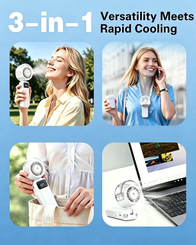 Alt view image 5 of 7 - Portable Handheld Turbo Mist Cooling Fan-Mini Water Spray 20H/Rechargeable
