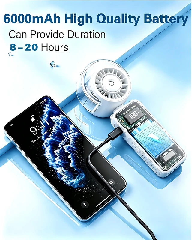 Alt view image 6 of 7 - Portable Handheld Turbo Mist Cooling Fan-Mini Water Spray 20H/Rechargeable