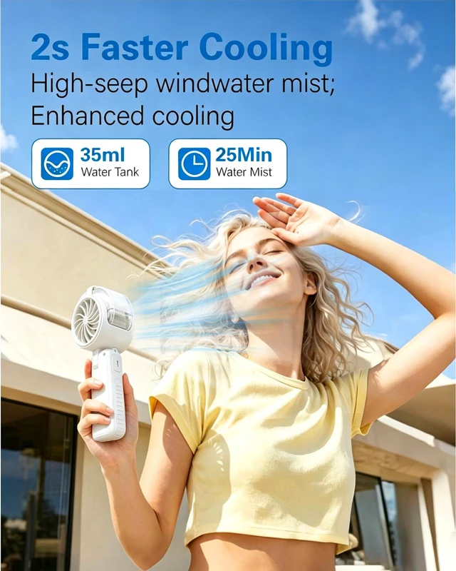 Alt view image 7 of 7 - Portable Handheld Turbo Mist Cooling Fan-Mini Water Spray 20H/Rechargeable