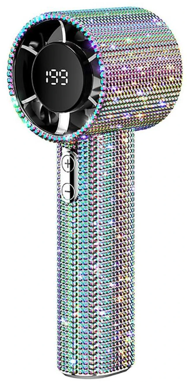 Main image of Portable Handheld Turbo Fan - Fashion Full Diamond 1800mAh USB Rechargeable Personal Battery Operated Mini Small Pocket Mini Fan for Travel/Outdoor/Vacation/Beach/Outdoor Activities (Colorful)
