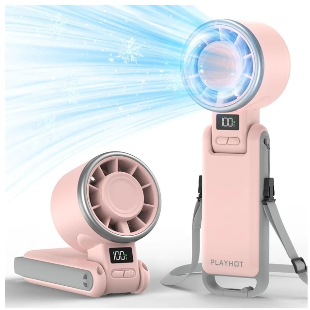 Main image of Portable Handheld Turbo Fan, Travel Essentials, Gifts for Women/Men | 100 Speeds, 12H Max, 10m/s Airflow, USB-C Rechargeable, LED Display, 3-in-1 Foldable Personal Fan for Cruise, Beach, Vacation