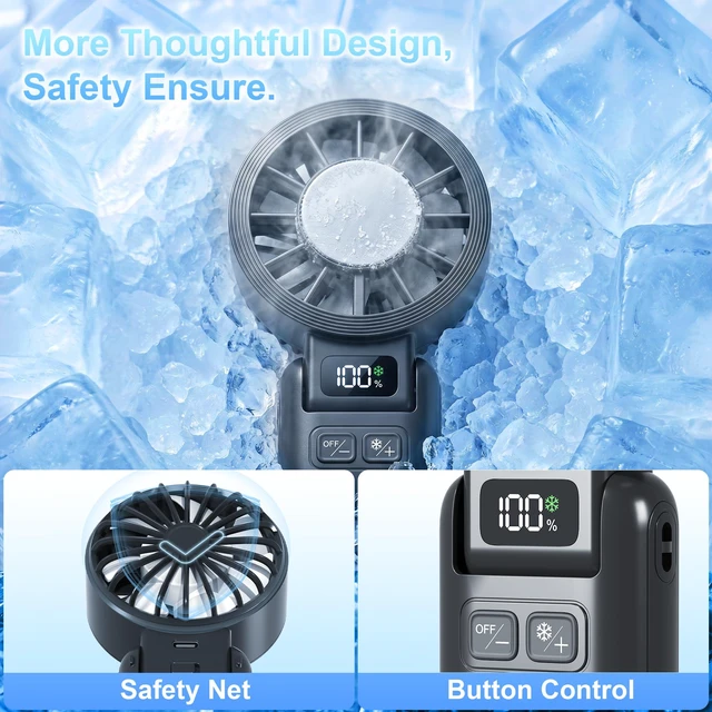 Alt view image 5 of 7 - Pro Handheld Portable Fan Cooling 3-in-1 Hand, Desk, Neck & Fan | 5-Speed, Independent Switch, Digital Display, Foldable Personal Fan for Travel/Concerts/Sport Events/Gifts