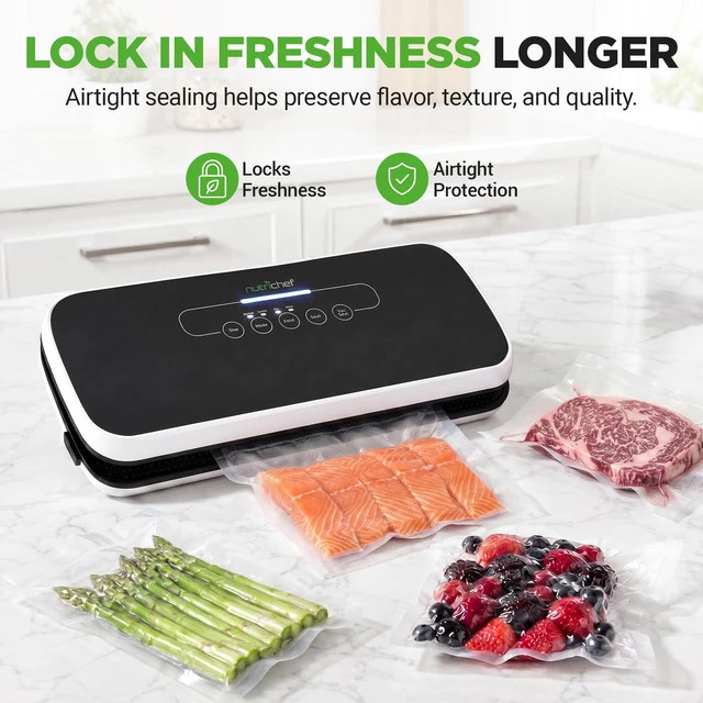 Alt view image 2 of 7 - Automatic Vacuum Air Sealing System for Food Preservation with Starter Kit, Compact Design, Lab Tested, Dry & Moist Food Modes with Led Indicator Lights, Black