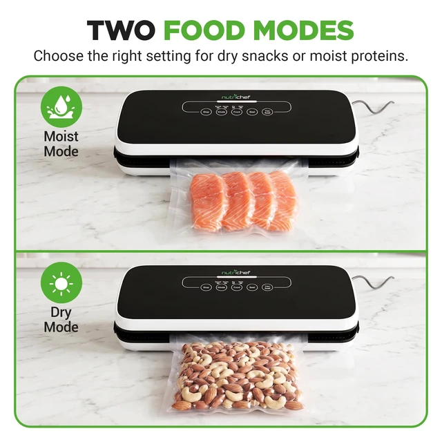 Alt view image 3 of 7 - Automatic Vacuum Air Sealing System for Food Preservation with Starter Kit, Compact Design, Lab Tested, Dry & Moist Food Modes with Led Indicator Lights, Black