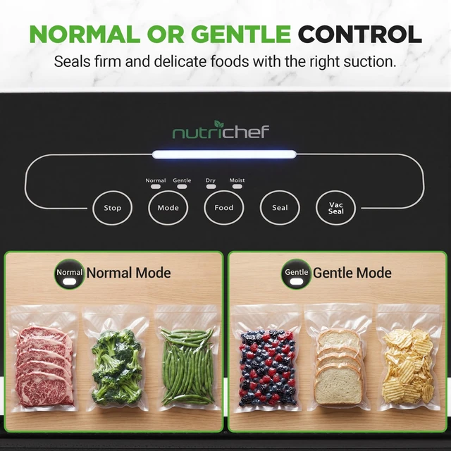 Alt view image 4 of 7 - Automatic Vacuum Air Sealing System for Food Preservation with Starter Kit, Compact Design, Lab Tested, Dry & Moist Food Modes with Led Indicator Lights, Black