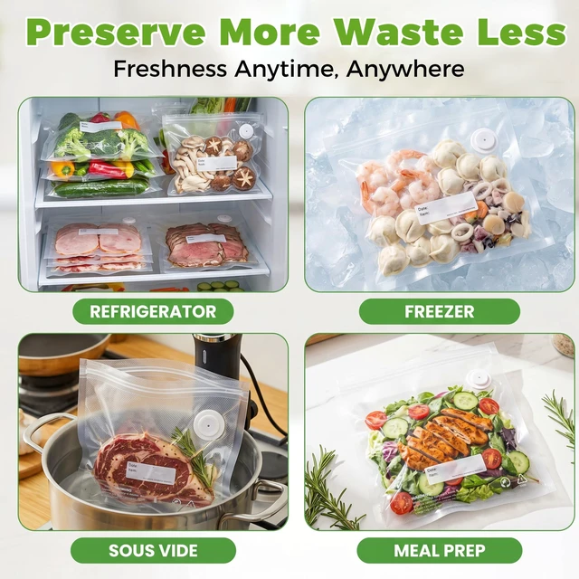 Alt view image 6 of 7 - Handheld Vacuum Sealer Portable, Compact Vacuum Sealer for Food with 30 Reusable Bags - Food Saver for Sous Vide, Travel, Leftovers & Dry Foods, 6X Longer Freshness, One-Touch Operation