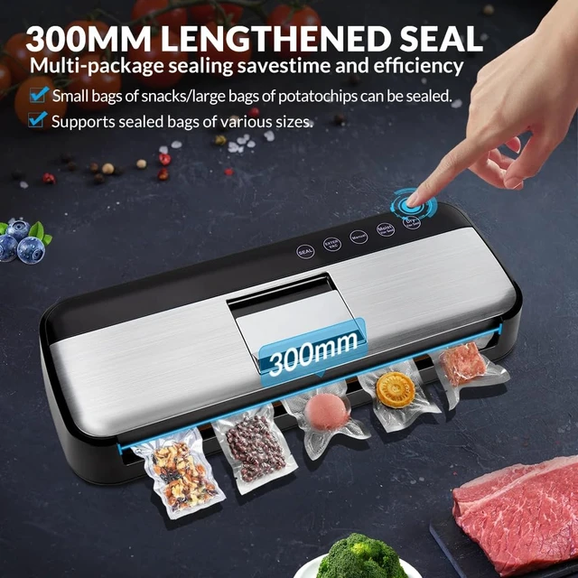 Alt view image 4 of 7 - 85KPa Vacuum Sealer Machine One-Touch Automatic Food Sealer with 15 Bags | Dry/Moist/Seal/Manual/External Vac, 7MM Heating wire, Compact Easy-Clean for Food Storage and Sous Vide