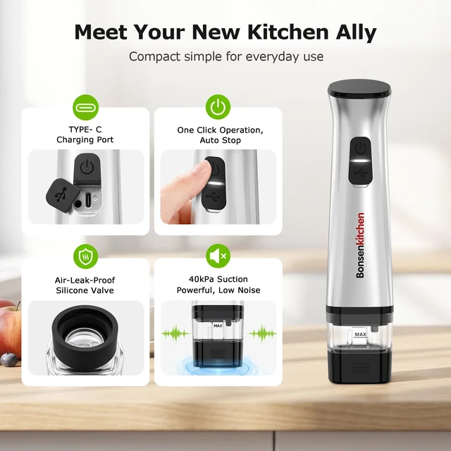 Alt view image 5 of 7 - Handheld Vacuum Sealer for Travel, 30 Reusable Bags | Compact Food Saver Vacuum Sealer,6X Freshness Preservation,Rechargeable,Detachable Visible Water Tank,Auto Stop,Low-Noise