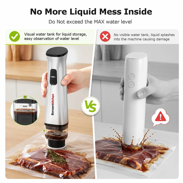 Alt view image 3 of 7 - Handheld Vacuum Sealer for Travel, 30 Reusable Bags | Compact Food Saver Vacuum Sealer,6X Freshness Preservation,Rechargeable,Detachable Visible Water Tank,Auto Stop,Low-Noise