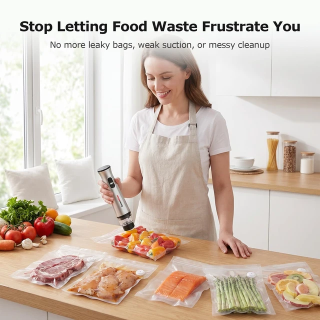Alt view image 2 of 7 - Handheld Vacuum Sealer for Travel, 30 Reusable Bags | Compact Food Saver Vacuum Sealer,6X Freshness Preservation,Rechargeable,Detachable Visible Water Tank,Auto Stop,Low-Noise