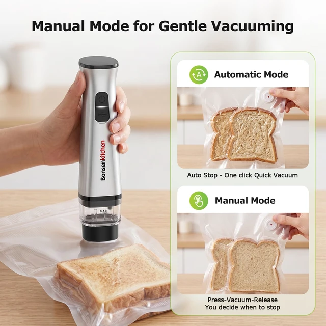Alt view image 4 of 7 - Handheld Vacuum Sealer for Travel, 30 Reusable Bags | Compact Food Saver Vacuum Sealer,6X Freshness Preservation,Rechargeable,Detachable Visible Water Tank,Auto Stop,Low-Noise