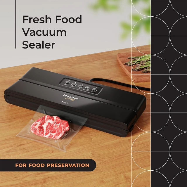 Alt view image 2 of 7 - Vacuum Sealer Machine, Compact Vacuum Sealer Kit with Bags/Roll, LED Light Indicators, Preserve, Marinate, Sous Vide, Black