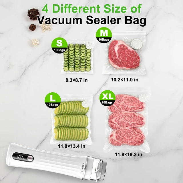 Alt view image 7 of 7 - Vacuum Sealer for Food with LED Display, 80Kpa Handheld Food saver | Compact Vacuum Sealer Machine + 40Vacuum Bags, 2000mAh Portable Food Sealer for Meal Prep, Food Storage,10X Preservation
