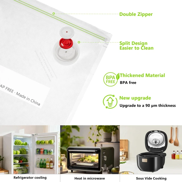 Alt view image 5 of 7 - Compact Vacuum Sealer for Food Storage: Portable Handheld Food Sealer, 80kPa Suction, 1800mAh Battery, 30 Reusable Vacuum Bags, Preserve 5X Freshness with Easy Operation