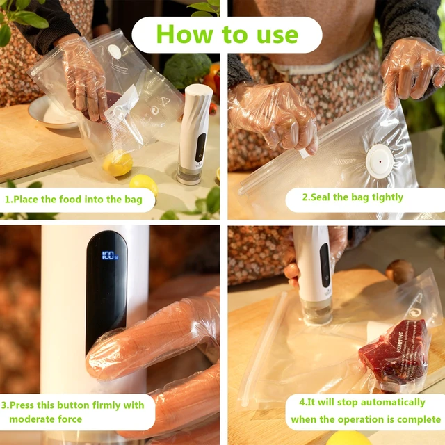 Alt view image 7 of 7 - Compact Vacuum Sealer for Food Storage: Portable Handheld Food Sealer, 80kPa Suction, 1800mAh Battery, 30 Reusable Vacuum Bags, Preserve 5X Freshness with Easy Operation