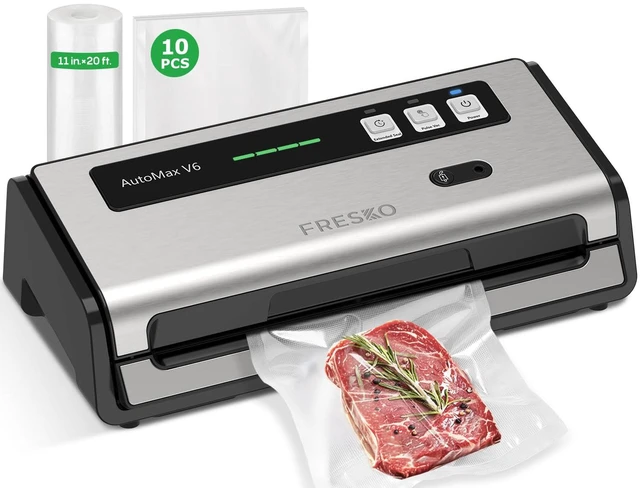 Main image of Food Vacuum Sealer with Automatic Bag Detection & Built-in Cutter | 0.2-inch Widened Heating Strip for Meal Prep & Sous Vide Cooking, Built-in Bag Roll Storage, 1 Roll Bag & 10 Pre-Cut Bags