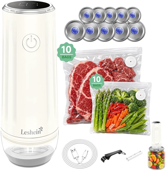 Main image of Compact Vacuum Sealer for Food, Portable Mason Jar Vacuum Sealer | With Bags And Mason Lids, Built-in UV Light, Auto Stop, Quick Sealing Speed, Smart Display, Easy to Clean, Long Lasting