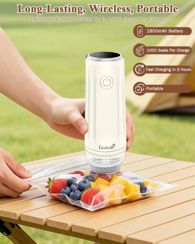 Alt view image 6 of 7 - Compact Vacuum Sealer for Food, Portable Mason Jar Vacuum Sealer | With Bags And Mason Lids, Built-in UV Light, Auto Stop, Quick Sealing Speed, Smart Display, Easy to Clean, Long Lasting