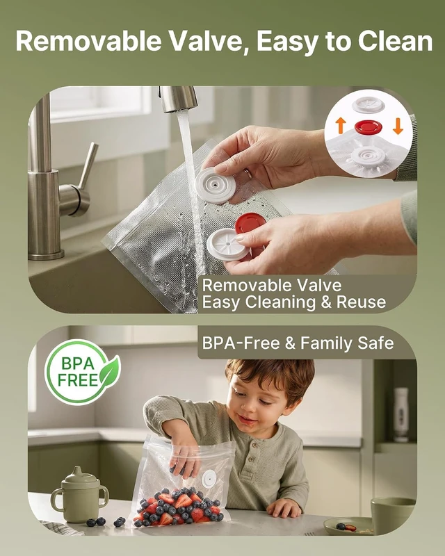 Alt view image 7 of 7 - Powerful Compact Vacuum Sealer for Food with 10 Bags | (Vacuum Sealer + 10 Reusable Bags), Anti-Overflow Portable Handheld Food Sealer, Auto & Manual Modes, Travel Lock, Easy-Clean
