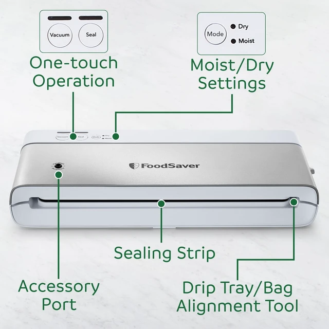 Alt view image 5 of 7 - Compact Vacuum Sealer Machine with Airtight Bags and Roll - Ideal for Sous Vide and Airtight Food Storage, White