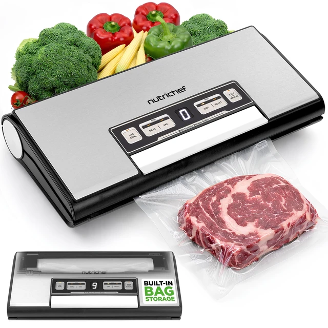 Main image of Vacuum Sealer Machine with Built-In Bag Storage, Food Sealer for Dry & Moist Foods, Removable Drip Tray, Suction Hose & Bags Included