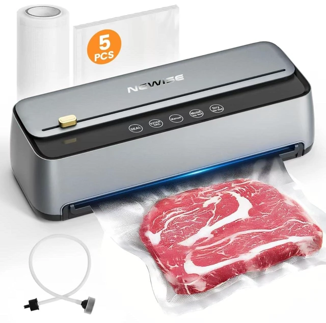 Main image of Vacuum Sealer for Food, 85Kpa Food Saver Vacuum Sealer Machine | Dry/Moist Food, Built-in Cutter and Self-Cleaning Mode, Includes 1 Cut-to-Size Rolls & 5 Pre-cut Bags, Kitchen Gifts