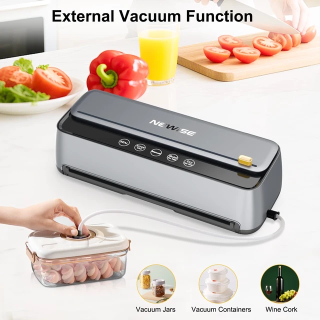 Alt view image 4 of 7 - Vacuum Sealer for Food, 85Kpa Food Saver Vacuum Sealer Machine | Dry/Moist Food, Built-in Cutter and Self-Cleaning Mode, Includes 1 Cut-to-Size Rolls & 5 Pre-cut Bags, Kitchen Gifts