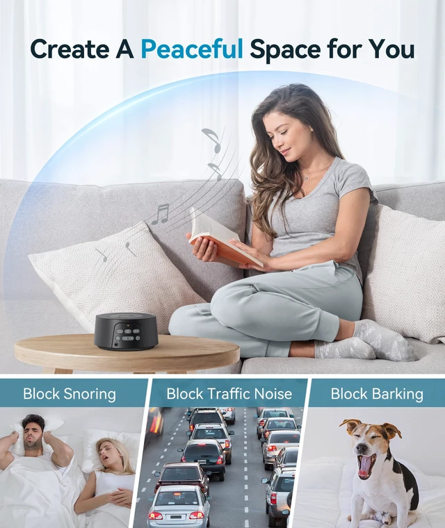 Alt view image 5 of 7 - White Noise Machine, Sound Machine for Sleeping Baby, Kids, Adult | Portable Sound Machine for Sleep, 29 HiFi Sound, Battery/Adapter, Sound Therapy for Home Office Travel, Black