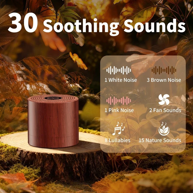 Alt view image 3 of 7 - Portable White Noise Machine Mini Sound Machine with 30 Soothing Sounds Rechargeable for Adults Newborn Kids Sleep Brown Noise Machine with Memory Function 4 Timers for Travel Camping Home and Office