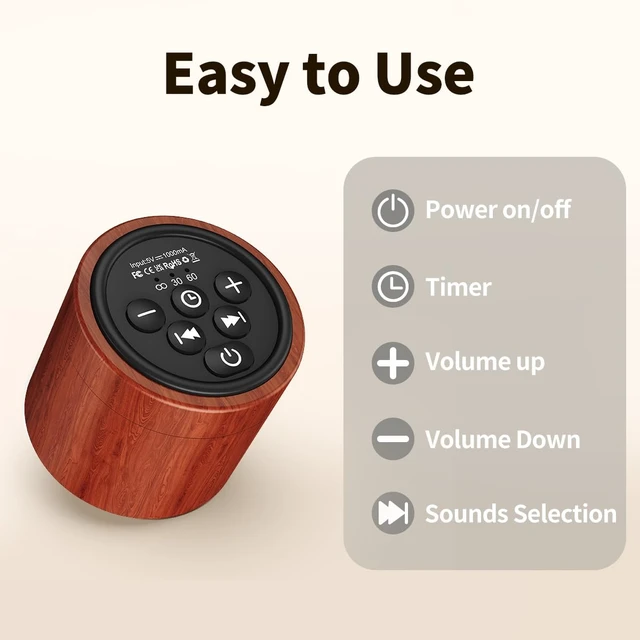 Alt view image 7 of 7 - Portable White Noise Machine Mini Sound Machine with 30 Soothing Sounds Rechargeable for Adults Newborn Kids Sleep Brown Noise Machine with Memory Function 4 Timers for Travel Camping Home and Office