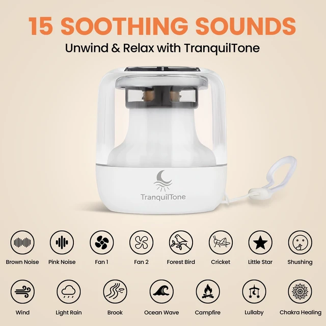 Alt view image 6 of 7 - Mini White Noise Machine for Baby, Kids & Adults 15 Calming Sounds, Soft Night Light, USB-C Rechargeable, Timer Portable Travel Sound Machine