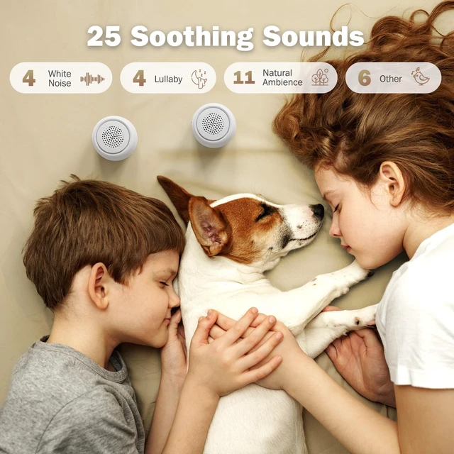 Alt view image 5 of 7 - 2-Pack Sync Stereo, Portable Mini Noise White Sleep Sound Machine for Adults Kids Baby 25 Soothing Songs, Auto Timer, Perfect for Travel, Home, Office Privacy