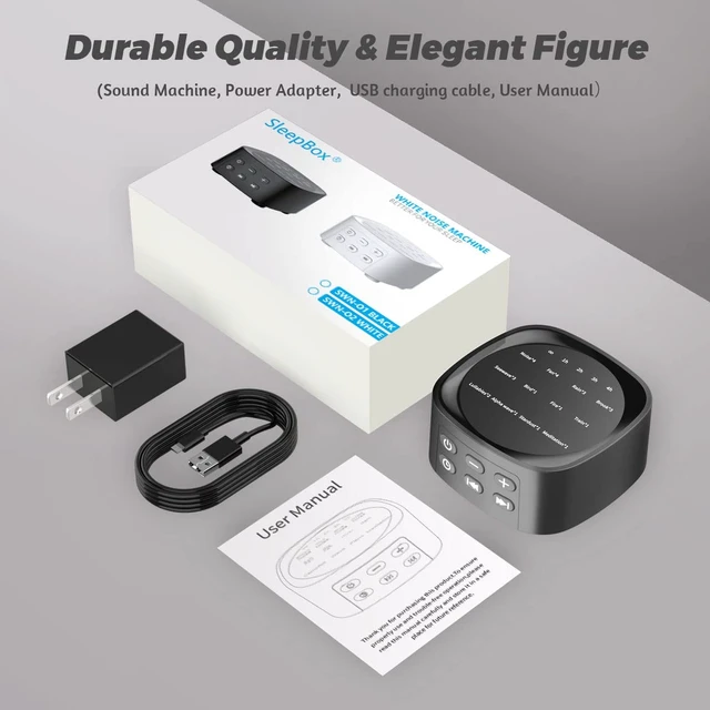 Alt view image 7 of 7 - Sleep White Noise Sound Machines with 25 Soothing Sounds 36 Volume Levels 5 Timers Visible Sound Catalog Portable Size Memory Function for Home Office and Travel