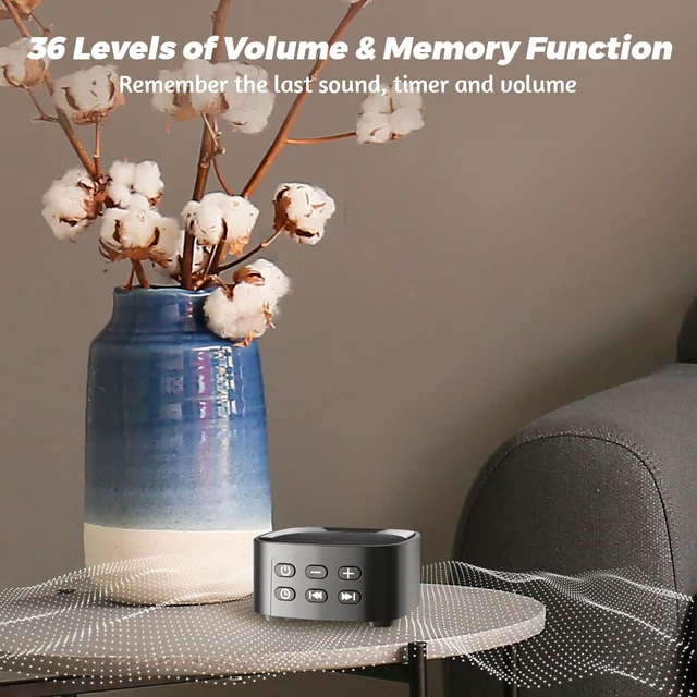 Alt view image 6 of 7 - Sleep White Noise Sound Machines with 25 Soothing Sounds 36 Volume Levels 5 Timers Visible Sound Catalog Portable Size Memory Function for Home Office and Travel