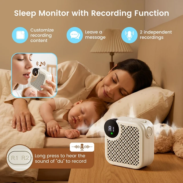 Alt view image 2 of 7 - Portable White Noise Machine with Bluetooth Speaker 18 Soothing Sounds | Sound Recording Memory, 5-180min Timer, 16 Volume Levels, Compact 3x3x1.5in for Baby, Kids, Adults - Travel, Home, Office
