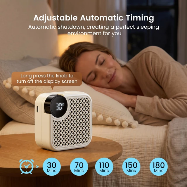 Alt view image 6 of 7 - Portable White Noise Machine with Bluetooth Speaker 18 Soothing Sounds | Sound Recording Memory, 5-180min Timer, 16 Volume Levels, Compact 3x3x1.5in for Baby, Kids, Adults - Travel, Home, Office