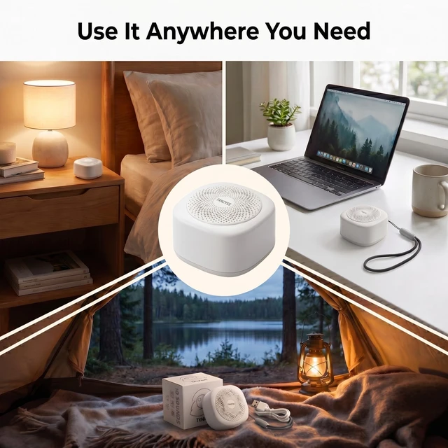 Alt view image 7 of 7 - White Noise Machine Mini for Seeping Adults, Baby, Dogs Portable | Small Sound Machine 10 Soothing Sounds,4 Timers,Battery Sleep Machine for Travel,Home,Office,Camping