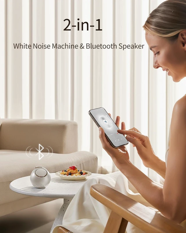Alt view image 4 of 7 - Portable Sound Machine with AI Cry Detection White Noise Machine | Mom's Choice Awards 18 Soothing Sounds Bluetooth Speaker Night Light Timer White Noise for Baby Adult Home Travel Office Gray